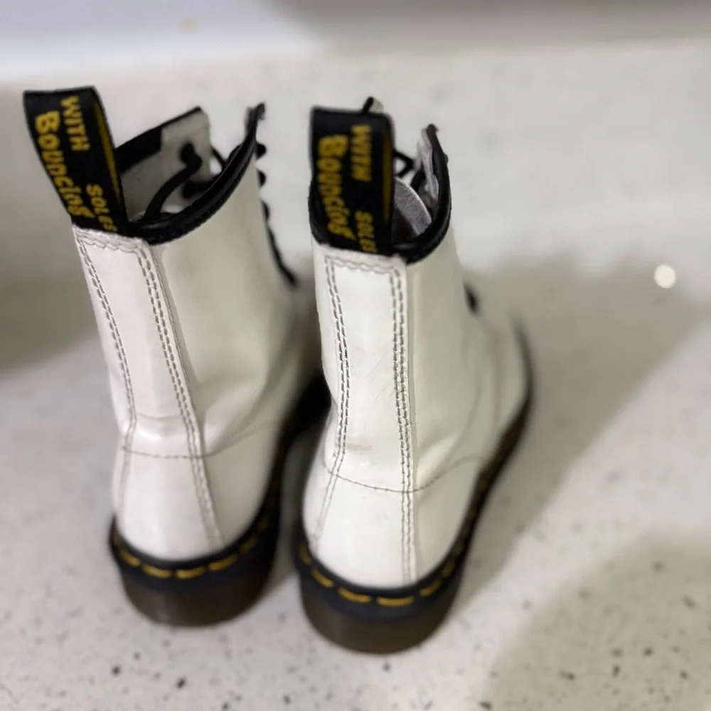Dr. Martens Pascal 1460 White Leather Lace-Up Boots